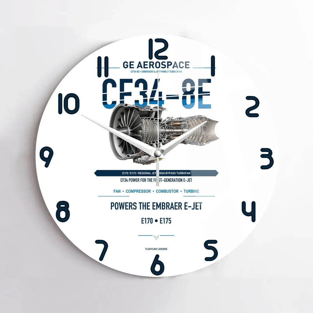 CF34-8E design on white no frame wall clock