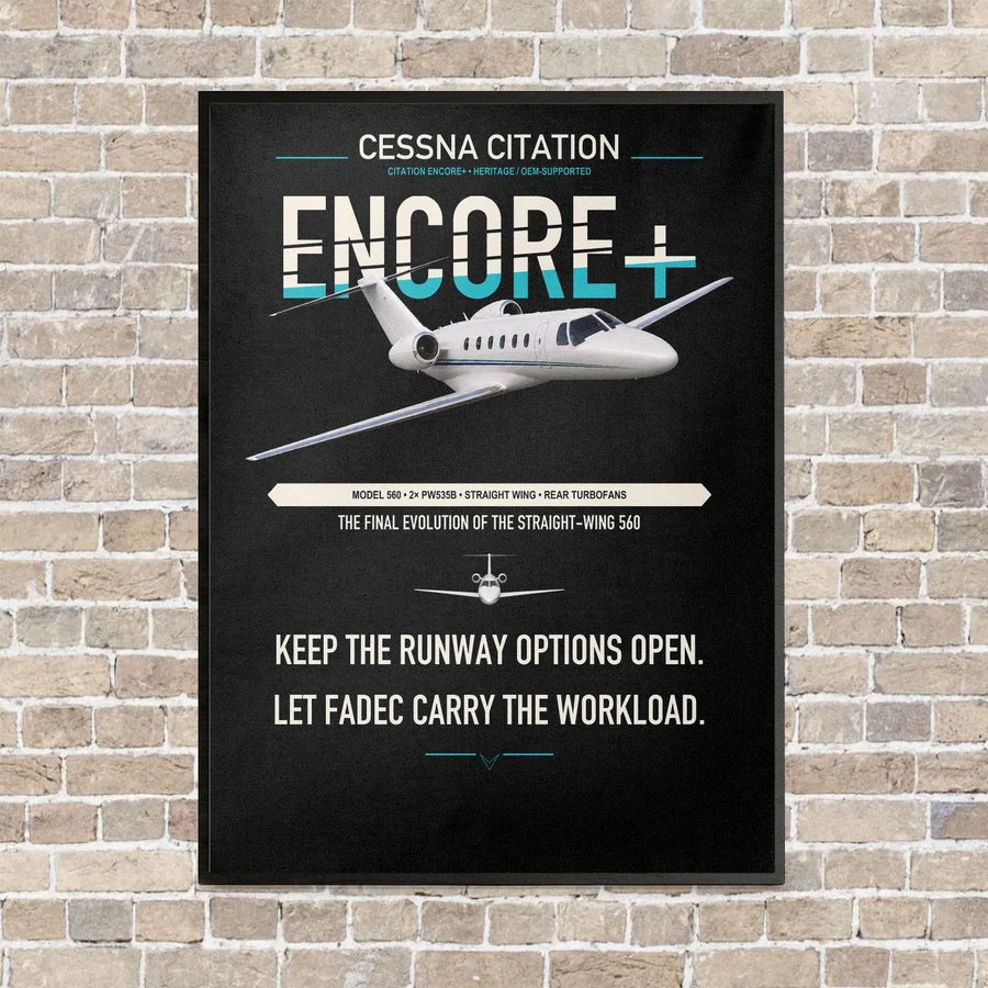 Cessna Citation Encore+ vertical canvas print - framed - black background