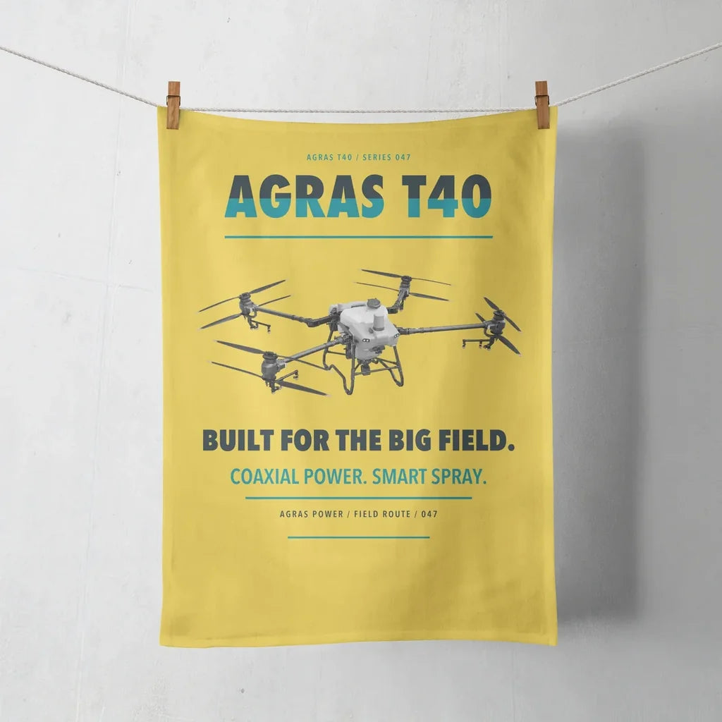 DJI Agras T40 design on yellow towel