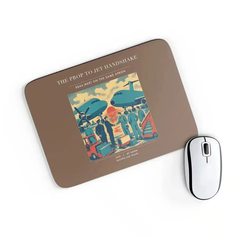 VINTAGE G4385 - The Prop To Jet Handshake - Designed Mouse Pads design on brown rectangle