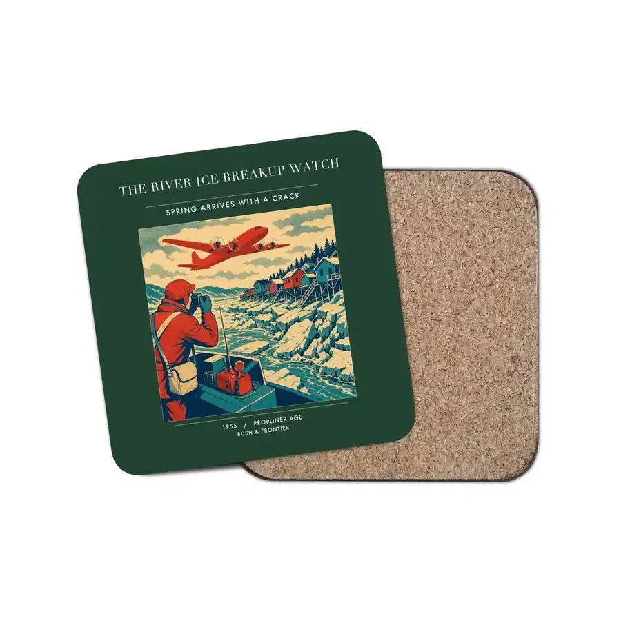 The River Ice Breakup Watch - Designed Coasters design on dark green 1-piece
