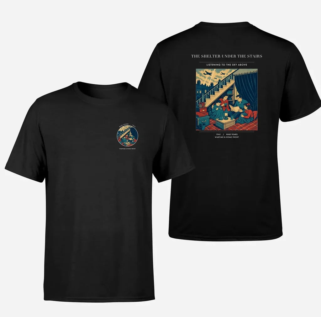 VINTAGE G4533 - The Shelter Under The Stairs - Double-Side T-Shirt design on black double side t shirt