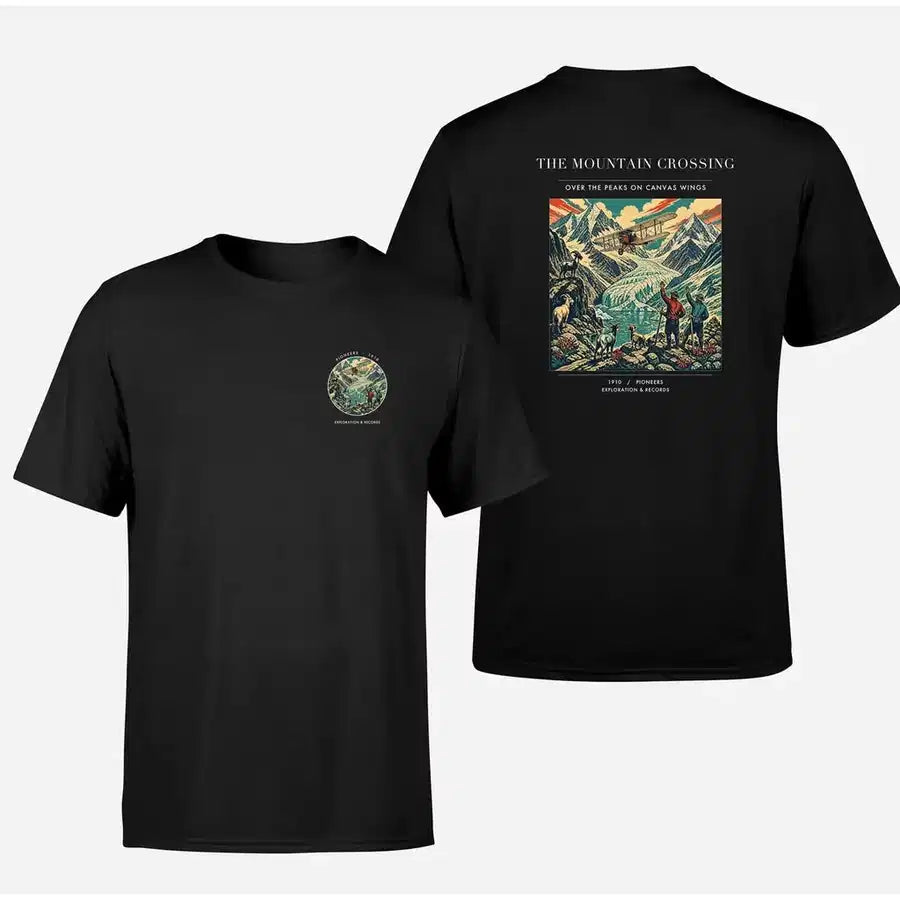 VINTAGE G4006 - The Mountain Crossing - Double-Side T-Shirt design on black double side t shirt