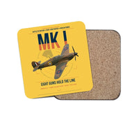 Thumbnail for Hawker Hurricane Mk I design on yellow 1 piece coaster