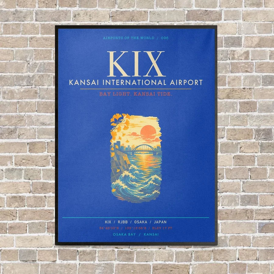 Kansai International Airport Osaka KIX - Canvas Framed - Blue