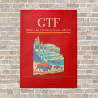Thumbnail for Great Falls International Airport GTF vertical canvas print - no frame - red background