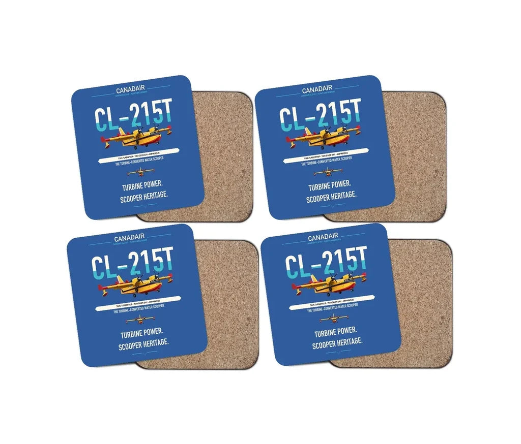 Canadair CL-215T design on blue 4 pieces set coaster