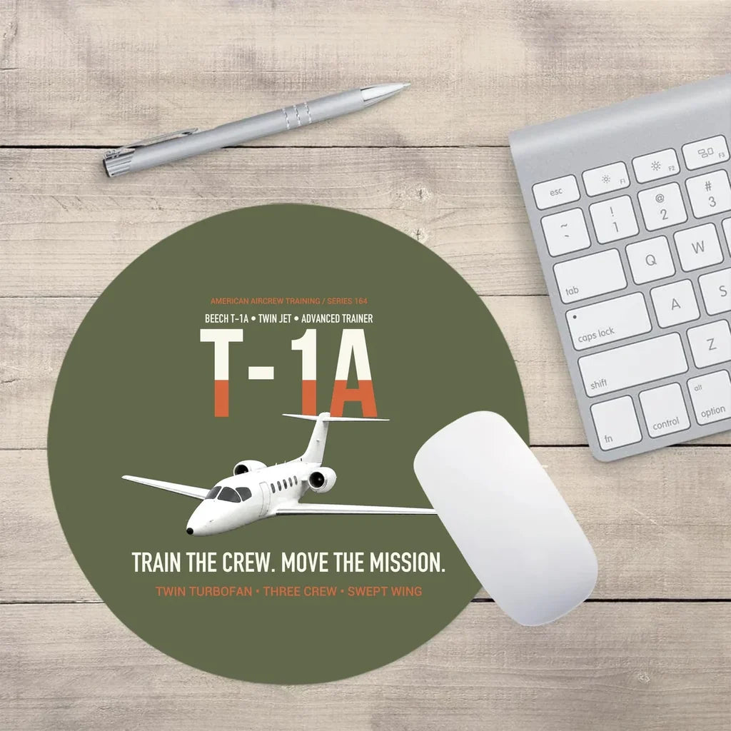 T-1A Jayhawk Advanced Jet Trainer design on green army round mouse pad