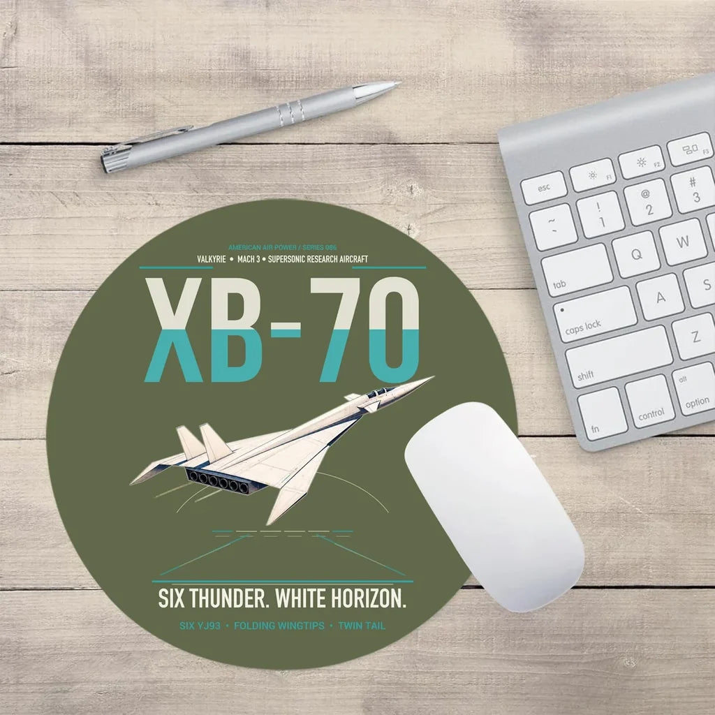 XB-70A Valkyrie design on green army round mouse pad