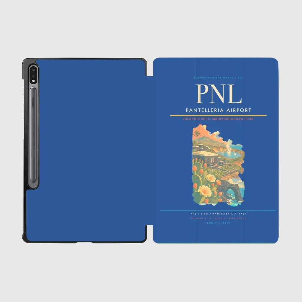 Pantelleria Airport (PNL) design on blue samsung tablet tablet case