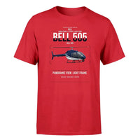 Thumbnail for Bell 505 design on red t-shirt, single-side print