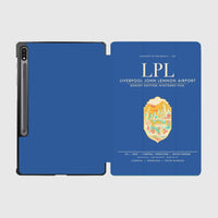Thumbnail for Liverpool John Lennon Airport (LPL) design on blue samsung tablet tablet case