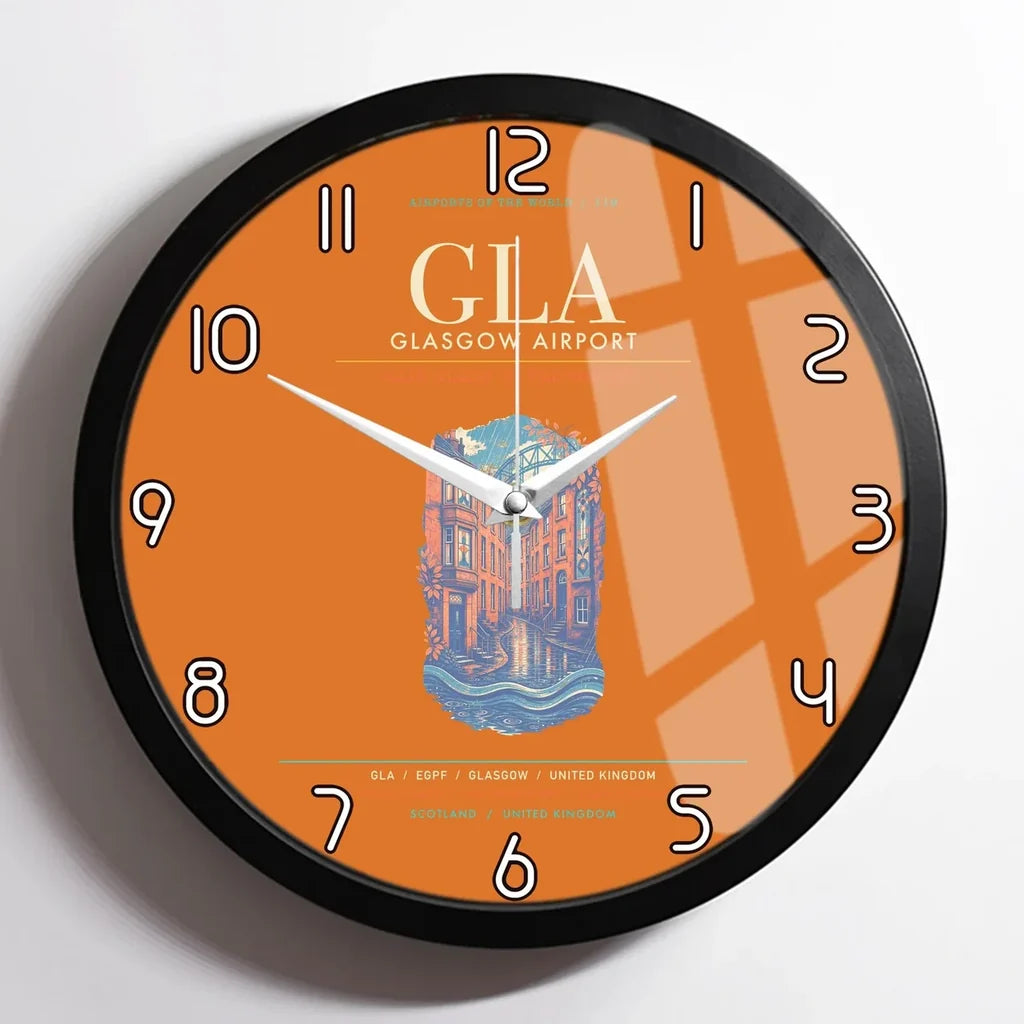 Glasgow Airport GLA Wall-Clock Framed - Orange