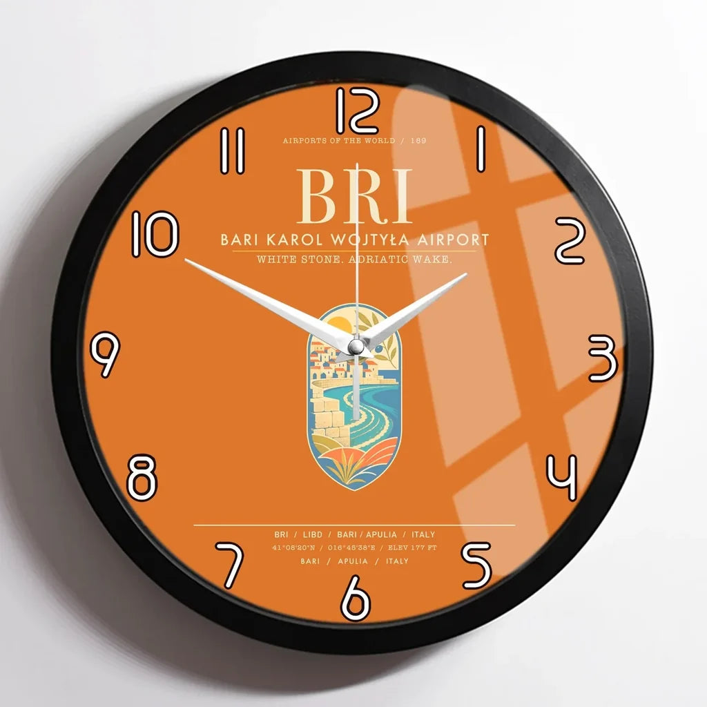 Bari Karol Wojtya Airport BRI Wall-Clock Framed - Orange
