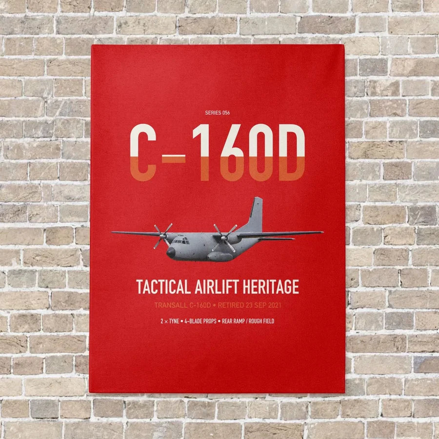 Transall C-160D vertical canvas print - no frame - red background