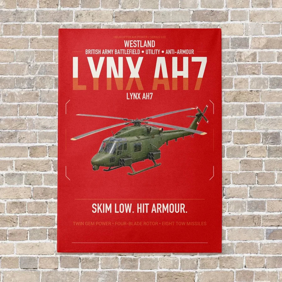 Westland Lynx AH7 vertical canvas print - no frame - red background