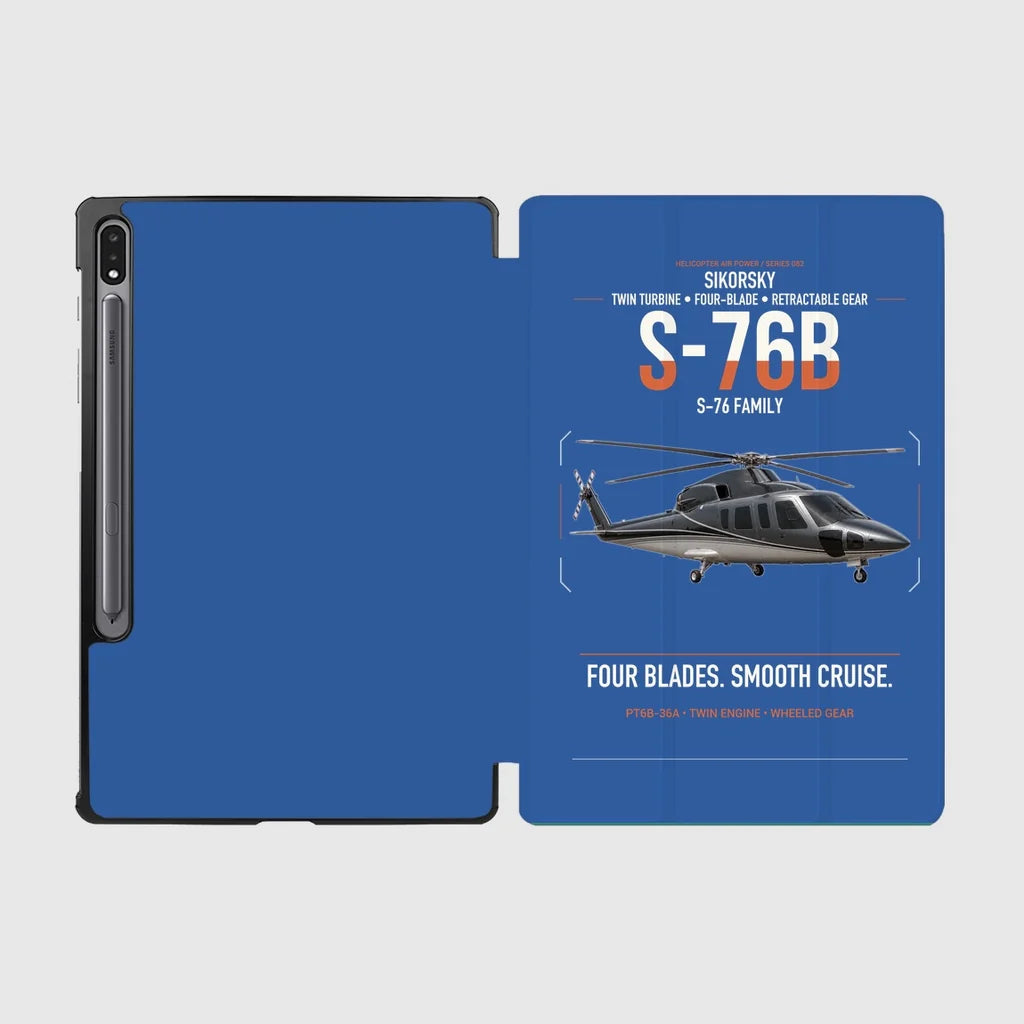 Sikorsky S-76B design on blue samsung tablet tablet case