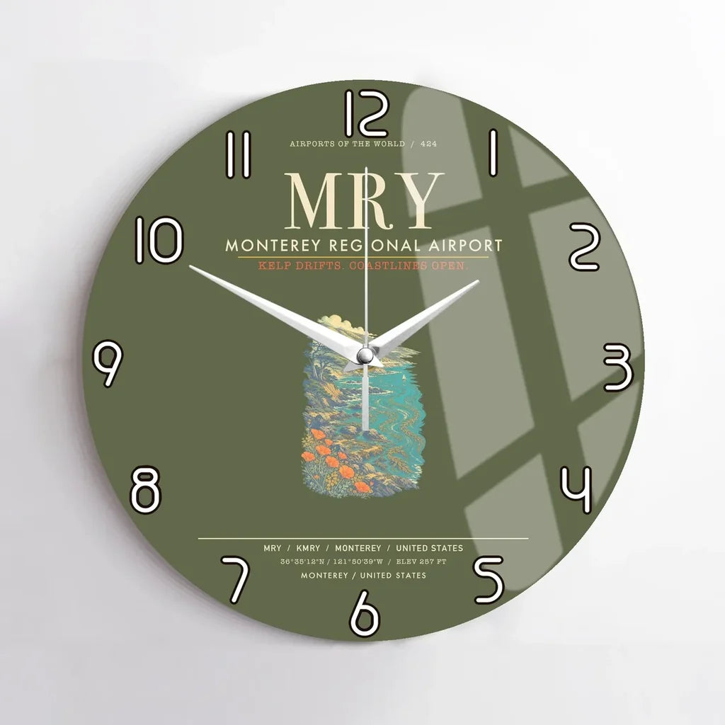 Monterey Regional Airport MRY Wall-Clock No-Frame - Green Army