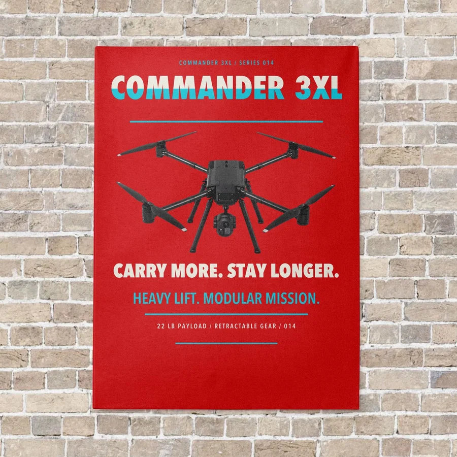 Draganfly Commander 3XL vertical canvas print - no frame - red background