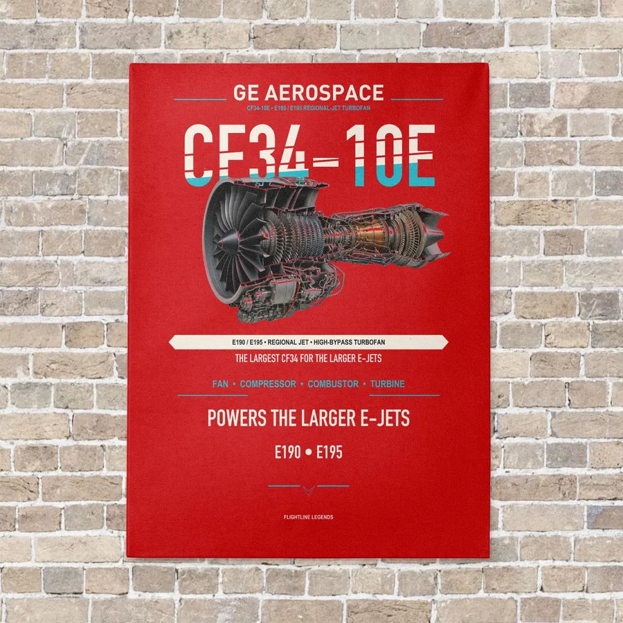 CF34-10E vertical canvas print - no frame - red background