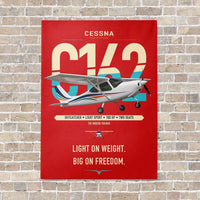 Thumbnail for Cessna 162 Skycatcher vertical canvas print - no frame - red background