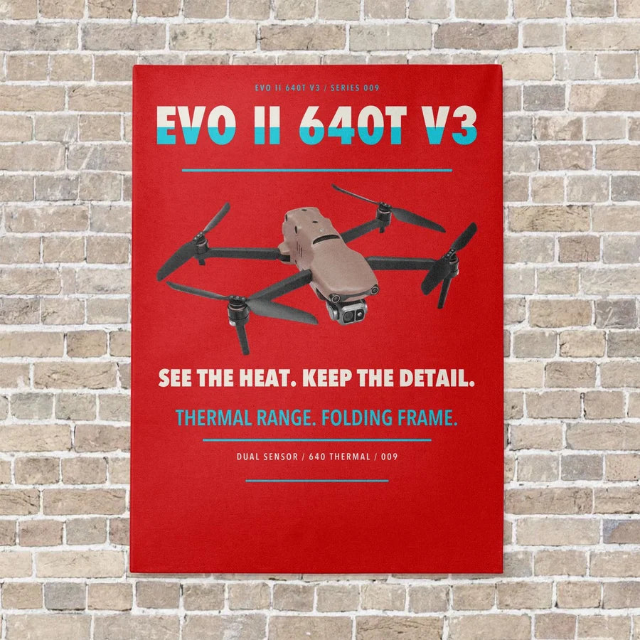 Autel EVO II Dual 640T V3 vertical canvas print - no frame - red background