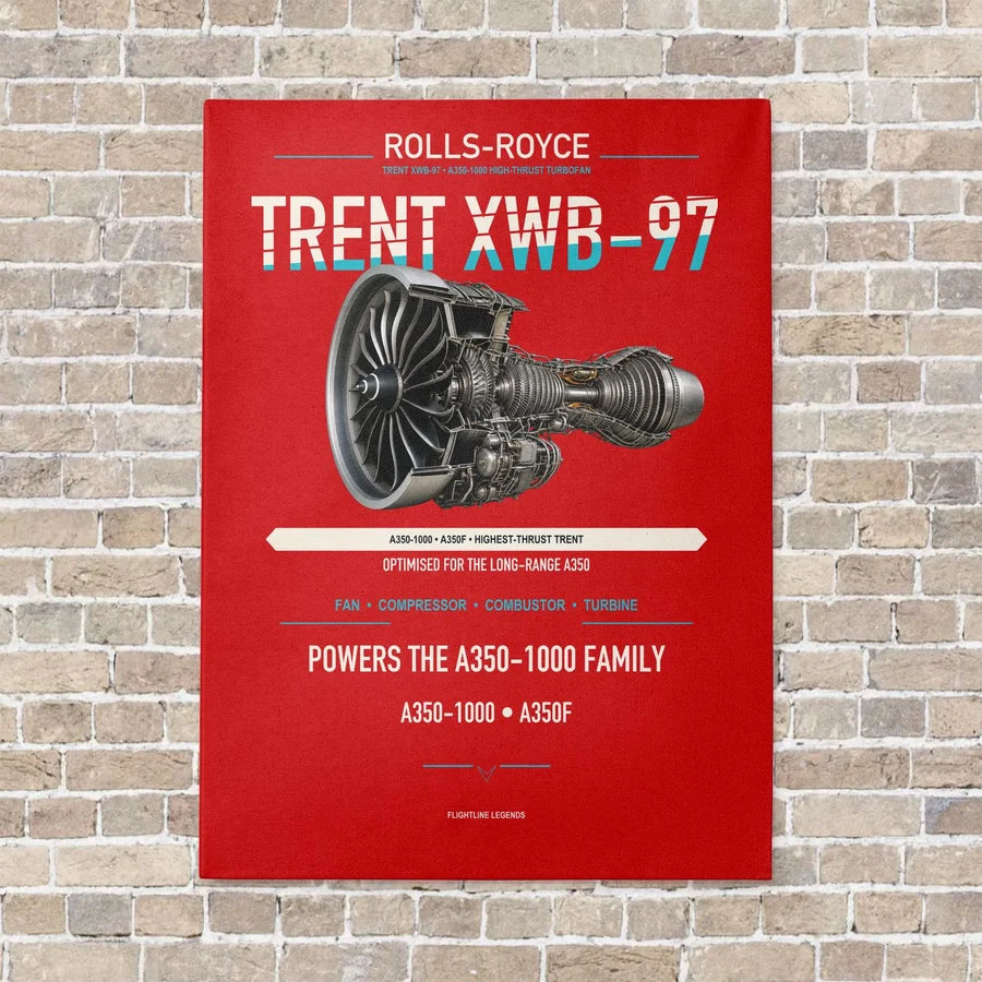 TRENT XWB-97 vertical canvas print - no frame - red background