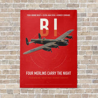 Thumbnail for Avro Lancaster B I vertical canvas print - no frame - red background