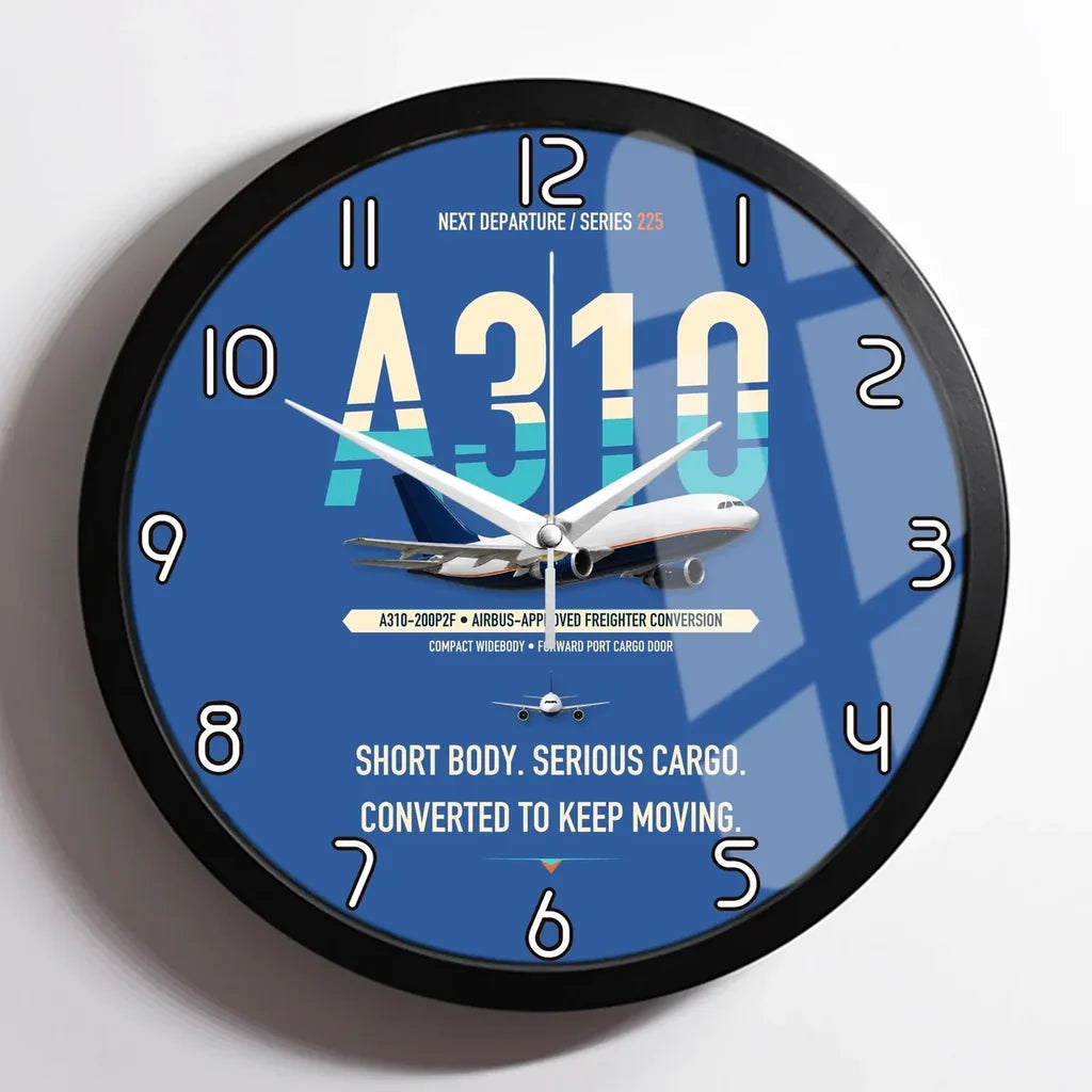 Airbus A310-200P2F design on blue framed wall clock