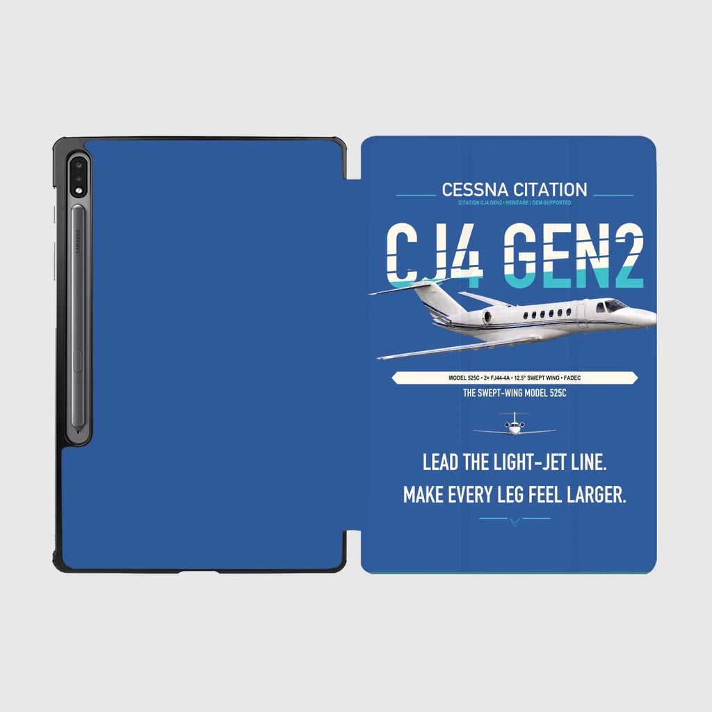 Cessna Citation CJ4 Gen2 design on blue samsung tablet tablet case