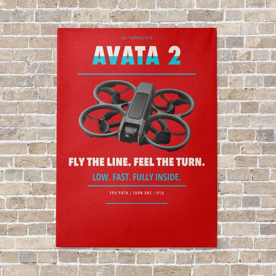 DJI Avata 2 vertical canvas print - no frame - red background