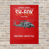 Thumbnail for Mitsubishi Sikorsky SH-60K vertical canvas print - no frame - red background