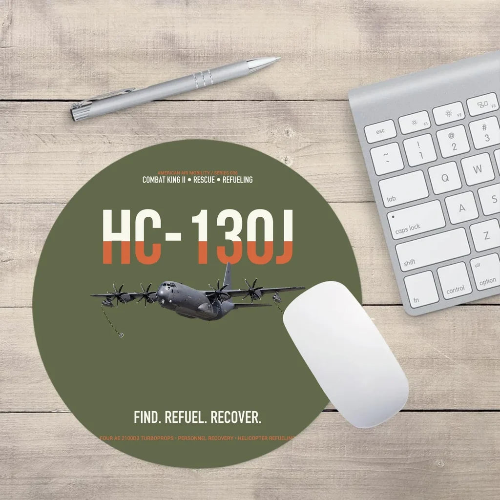 HC-130J COMBAT KING II design on green army round mouse pad