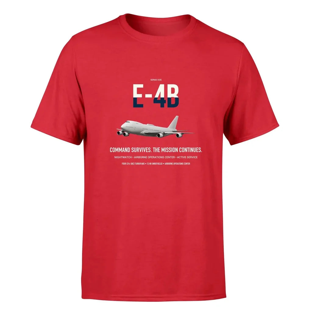 E-4B Nightwatch design on red double-side t-shirt, single-side print