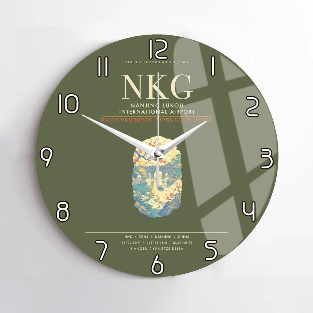 Nanjing Lukou International Airport NKG Wall-Clock No-Frame - Green Army