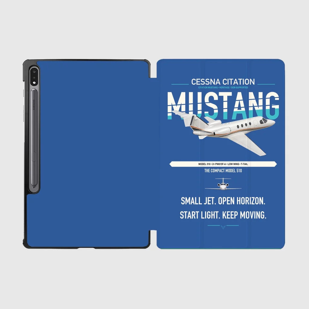 Cessna Citation Mustang design on blue samsung tablet tablet case