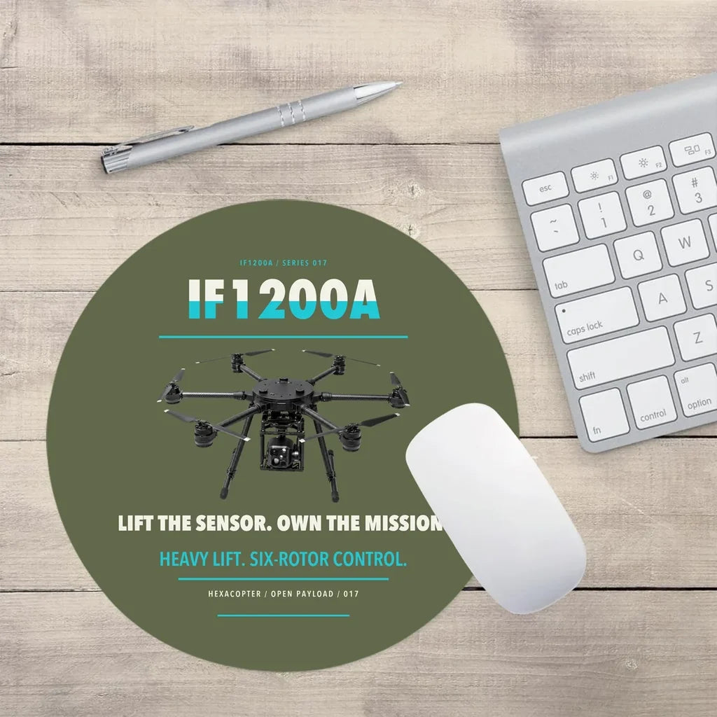 Inspired Flight IF1200A design on green army round mouse pad