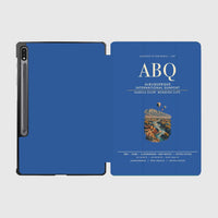 Thumbnail for Albuquerque International Sunport (ABQ) design on blue samsung tablet tablet case