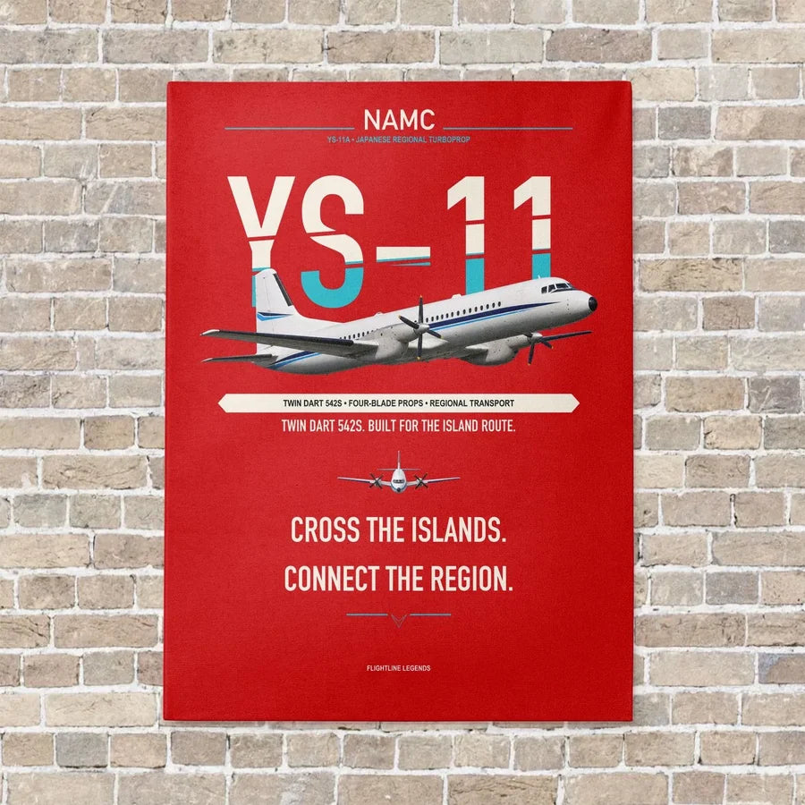NAMC YS-11A vertical canvas print - no frame - red background