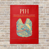 Thumbnail for Pocatello Regional Airport PIH vertical canvas print - no frame - red background