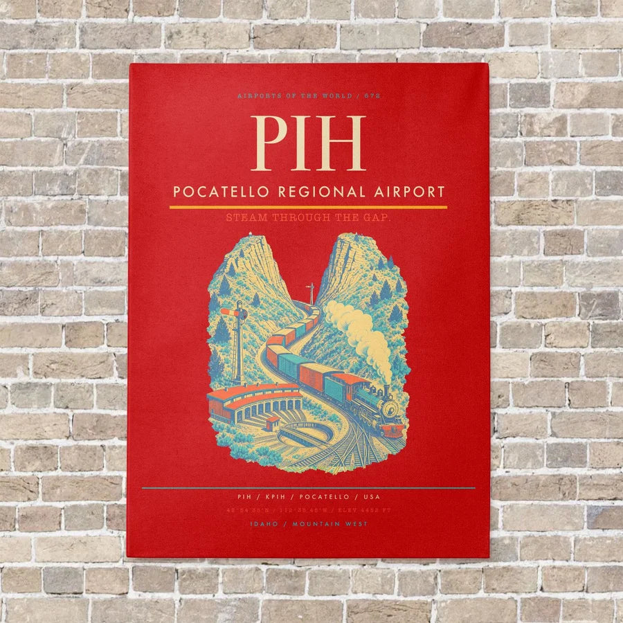 Pocatello Regional Airport PIH vertical canvas print - no frame - red background