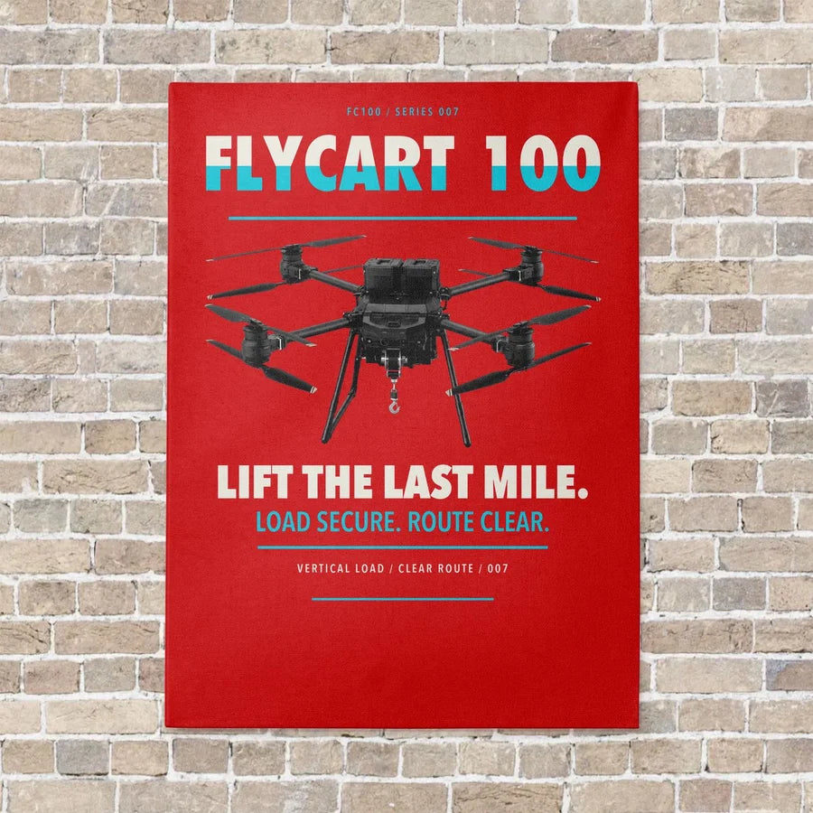 DJI FlyCart 100 vertical canvas print - no frame - red background