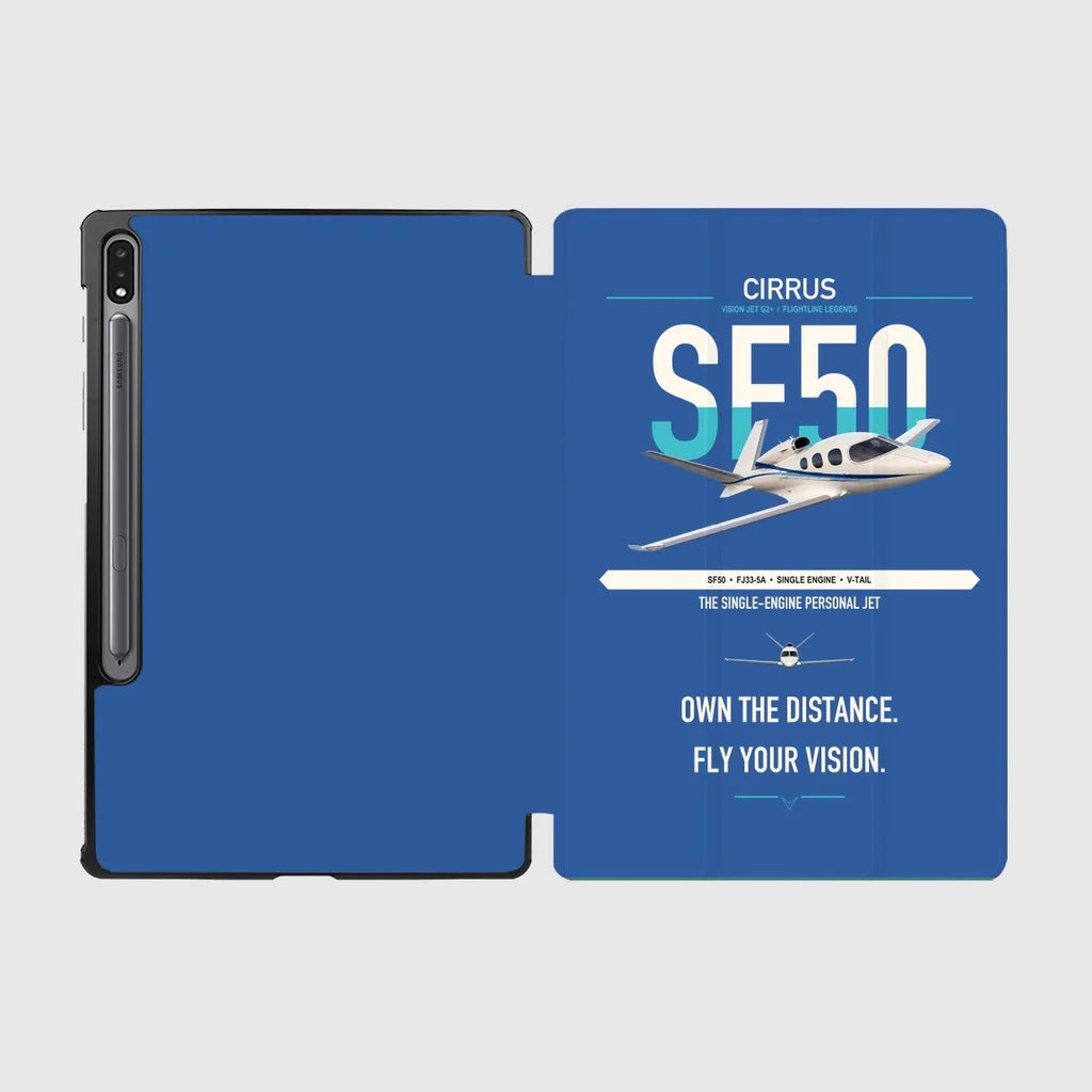 Cirrus Vision Jet G2+ design on blue samsung tablet tablet case