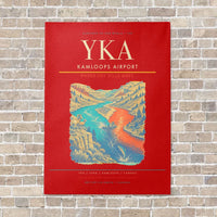 Thumbnail for Kamloops Airport YKA vertical canvas print - no frame - red background