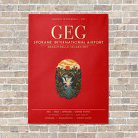 Thumbnail for Spokane International Airport GEG vertical canvas print - no frame - red background