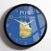 Thumbnail for Portorož Airport (POW) design on blue framed wall clock