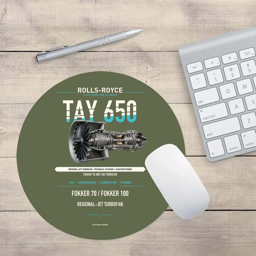 TAY 650 design on green army round mouse pad