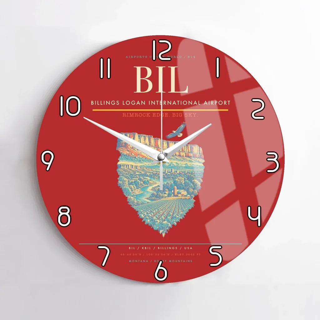 Billings Logan International Airport BIL Wall-Clock No-Frame - Red
