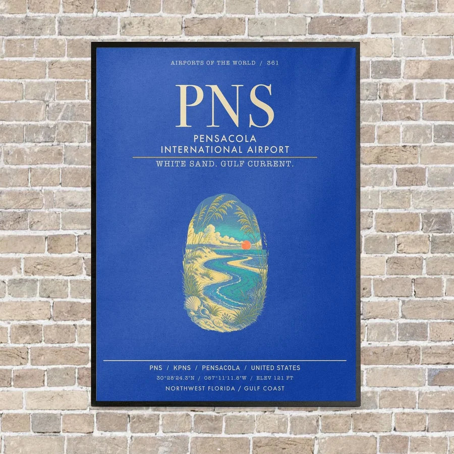 Pensacola International Airport PNS - Canvas Framed - Blue