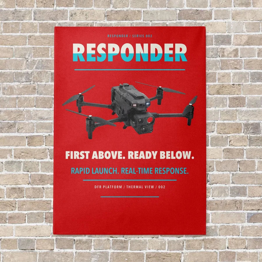 BRINC Responder vertical canvas print - no frame - red background